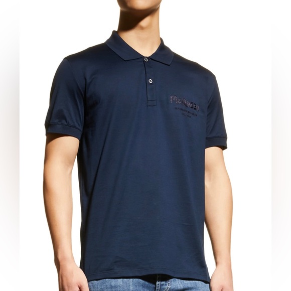 ALEXANDER MCQUEEN LOGO EMBROIDERED POLO SHIRT LARGE NEW - Picture 3 of 6